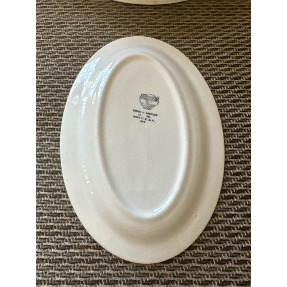 Edwin Knowles Gravy Boat & Plate Adams‎ Gold Swag Design Vintage 1940s
